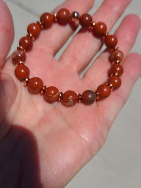 Red Jasper Beaded Stretch Bracelet